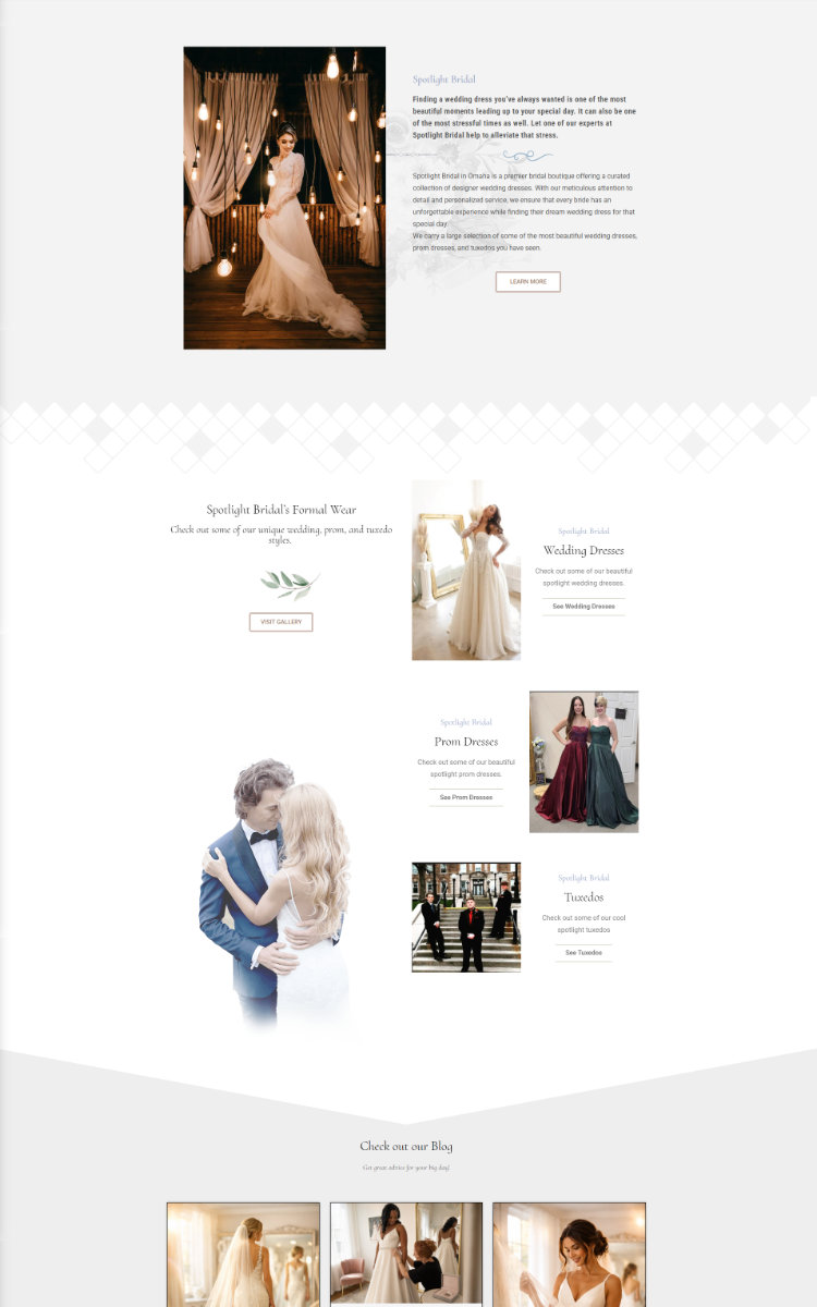 Spotlight Bridal — product gallery and call-to-action section